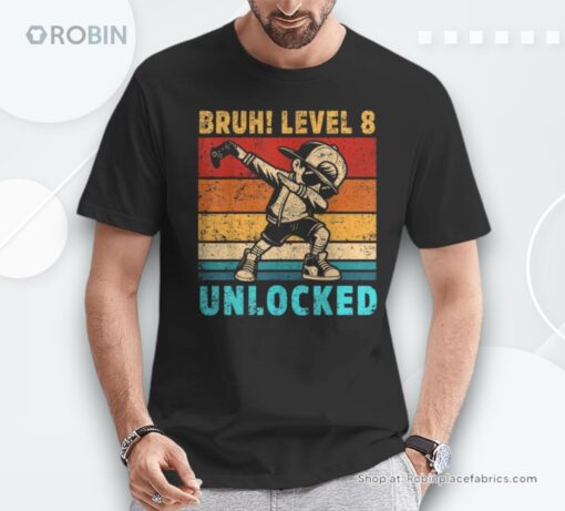 8 Year Old Birthday Dabbing Boy Bruh 8Th Level Unlocked Shirt