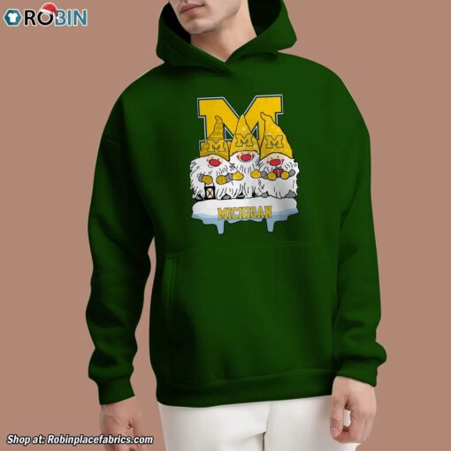 Christmas Gnomes Hold Michigan Wolverines Unisex Shirt