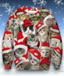 Adorable Cat With Red Hat Ugly Christmas Sweater, Christmas Gift For Cat Love