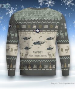 Air Force Ugly Christmas Sweater, AgustaWestland AW101 Aircraft Ugly Christmas Sweater