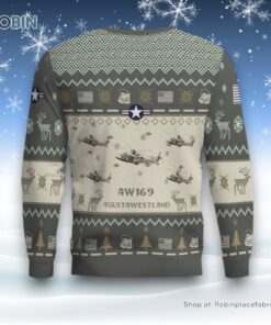Air Force Ugly Christmas Sweater, AgustaWestland AW169 Aircraft Ugly Christmas Sweater