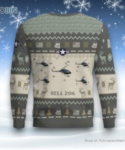 Air Force Ugly Christmas Sweater, Bell 206 Aircraft Ugly Christmas Sweater