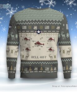 Air Force Ugly Christmas Sweater, Bell 407 Aircraft Ugly Christmas Sweater