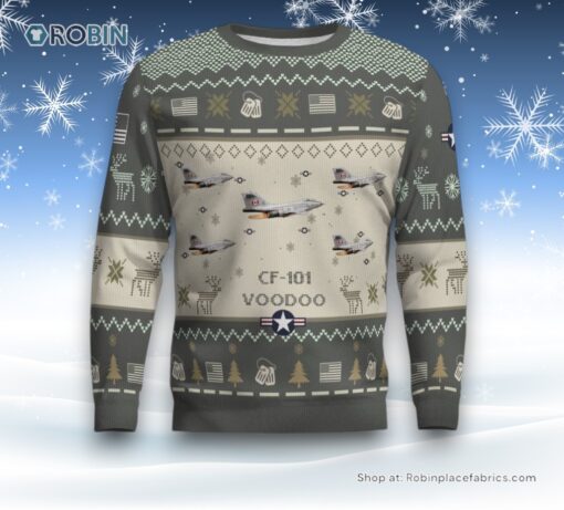 Air Force Ugly Christmas Sweater, CF 101 Voodoo CF101 Aircraft Ugly Christmas Sweater