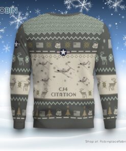 Air Force Ugly Christmas Sweater, Citation CJ4 Aircraft Ugly Christmas Sweater
