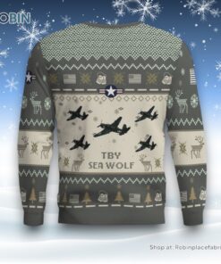 Air Force Ugly Christmas Sweater, Consolidated TBY Sea Wolf Aircraft Ugly Christmas Sweater