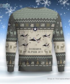 Air Force Ugly Christmas Sweater, Dornier Alpha Jet Aircraft Ugly Christmas Sweater