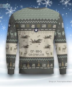 Air Force Ugly Christmas Sweater, EF 18G Growler EF18G Aircraft Ugly Christmas Sweater