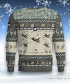 Air Force Ugly Christmas Sweater, F 16 Fighting Falcon F16 Aircraft Ugly Christmas Sweater