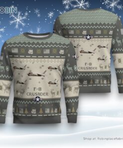 Air Force Ugly Christmas Sweater, F 8 Crusader F8 USMC Aircraft Ugly Christmas Sweater