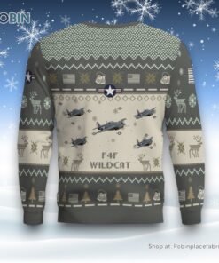 Air Force Ugly Christmas Sweater, F4F Wildcat Aircraft Ugly Christmas Sweater