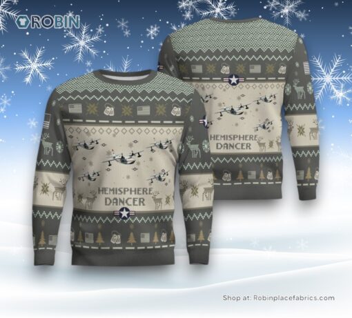 Air Force Ugly Christmas Sweater, Hemisphere Dancer HU 16 Albatross HU16 Aircraft Ugly Christmas Sweater