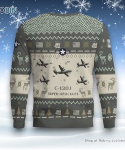 Air Force Ugly Christmas Sweater, Lockheed Martin C 130J Super Hercules C130J Aircraft Ugly Christmas Sweater