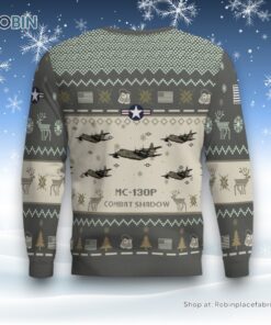 Air Force Ugly Christmas Sweater, MC 130P Combat Shadow MC130P Aircraft Ugly Christmas Sweater
