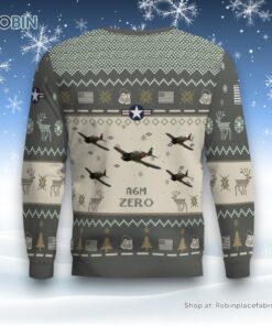 Air Force Ugly Christmas Sweater, Mitsubishi A6M Zero Aircraft Ugly Christmas Sweater
