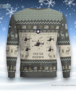 Air Force Ugly Christmas Sweater, OH 58AC Kiowa OH58AC Aircraft Ugly Christmas Sweater