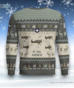 Air Force Ugly Christmas Sweater, P 36 Hawk P36 Aircraft Ugly Christmas Sweater