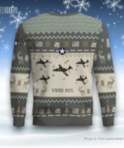 Air Force Ugly Christmas Sweater, Saab 105 Aircraft Ugly Christmas Sweater