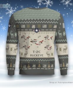 Air Force Ugly Christmas Sweater, T 2C Buckeye T2C Aircraft Ugly Christmas Sweater