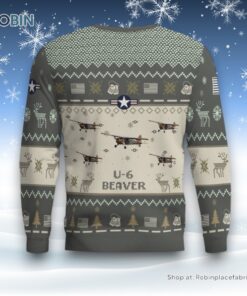 Air Force Ugly Christmas Sweater, U 6 Beaver DHC 2 Beaver U6 DHC2 Aircraft Ugly Christmas Sweater