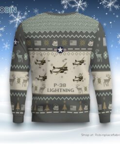 Air Force Ugly Christmas Sweatshirt, Sweater, P 38 Lightning P38 Aircraft Ugly Christmas Sweatshirt, Sweater