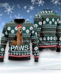 Airedale Terrier Santa Printed Christmas Ugly Sweater, Christmas Gift For Dog Love