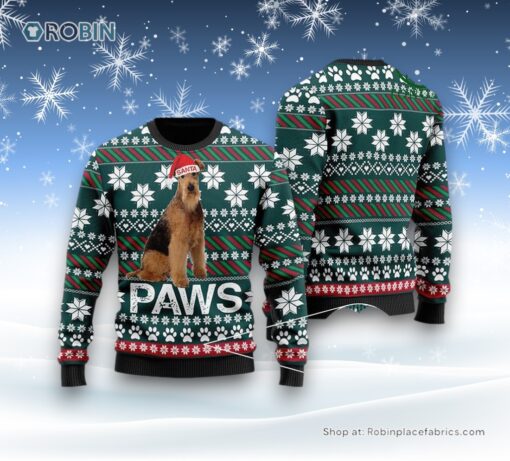 Airedale Terrier Santa Printed Christmas Ugly Sweater, Christmas Gift For Dog Love