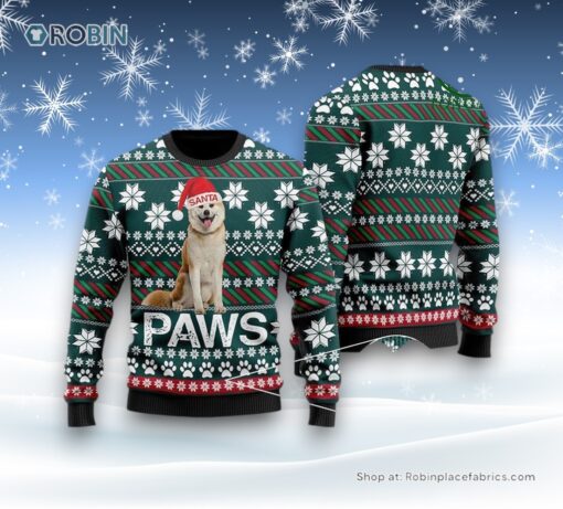 Akita Santa Printed Christmas Ugly Sweater, Christmas Gift For Dog Love