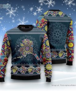 Alaska Blue Mandala Ugly Christmas Sweatshirt, Sweater