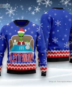 Alien Let It Snow Ugly Christmas Sweater