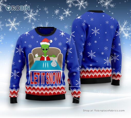 Alien Let It Snow Ugly Christmas Sweater