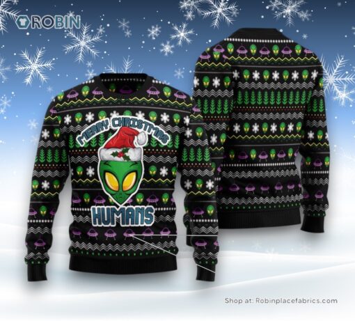 Alien Merry Christmas Humans Ugly Christmas Sweater