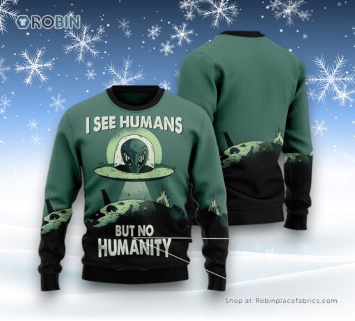 Alien No Humanity Ugly Christmas Sweater