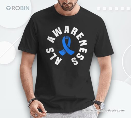 Als Awareness Pocket Wear Blue Ribbon Als Disease Support Shirt