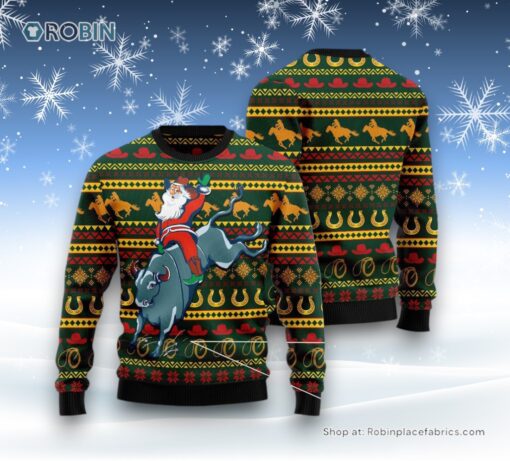 Amazing Cowboy Santa Claus Ugly Christmas Sweatshirt, Sweater