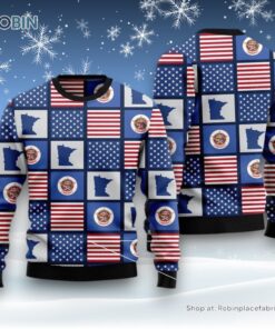 Amazing Minnesota American Flag Ugly Christmas Sweater