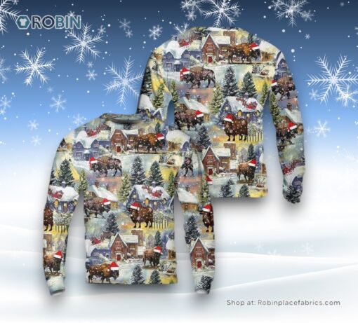 American Bison Buffalo Ugly Christmas Sweatshirt, Sweater, Christmas Gift, Farmers Sweater