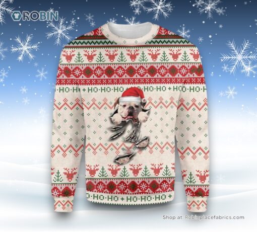 American Bulldog Scratch Ugly Christmas Sweater, Christmas Gift For Dog Love