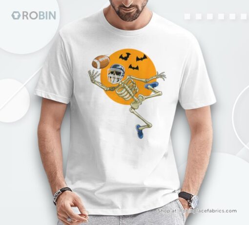 American Football Skeleton Halloween Boys Football Fan Shirt