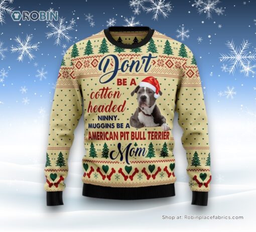 American Pit Bull Terrier Mom Ugly Christmas Sweater, Christmas Gift For Dog Love