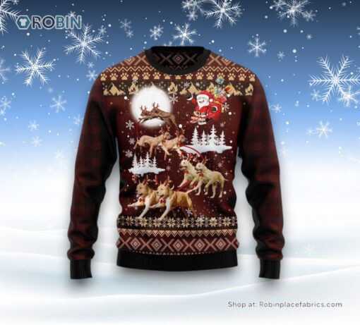 American Pit Bull Terrier Reindeers Car Ugly Christmas Sweatshirt, Sweater, Christmas Gift For Dog Love