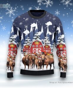 Angus Cattle Red Barn Farm Ugly Christmas Sweater For Men And Women, Farm Ugly Sweater