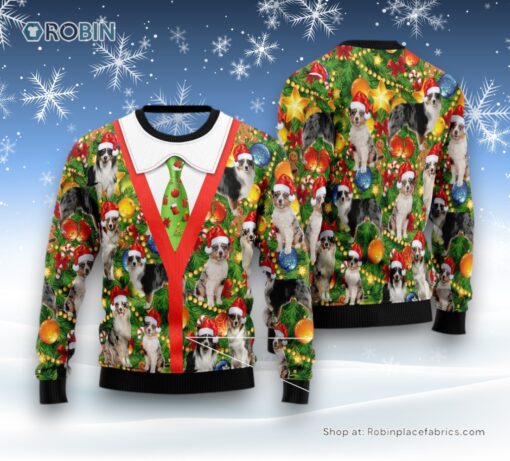 Australian Shepherd Xmas Pine Ugly Christmas Sweater