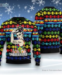 Autism Mom Unbreakable Ugly Christmas Sweater
