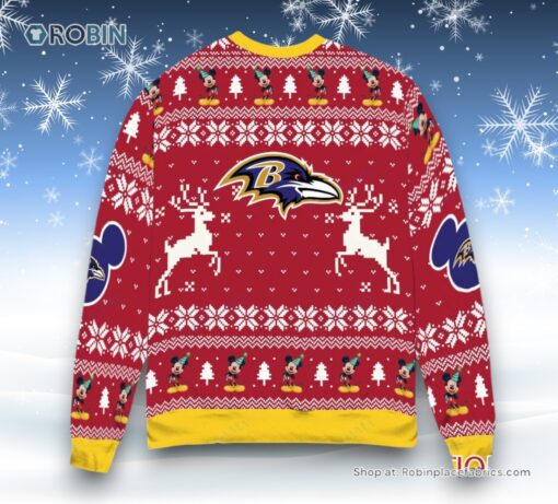 Baltimore Ravens x Mickey Mouse Ugly Christmas Sweater and Sweatshirt