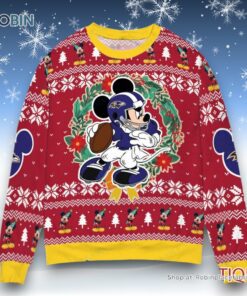 Baltimore Ravens x Mickey Mouse Ugly Christmas Sweater and Sweatshirt Baltimore Ravens x Mickey Mouse Ugly Christmas Sweater and Sweatshirt