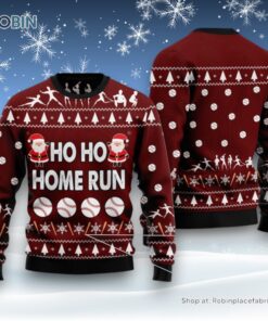 Baseball Hoho Home Run Ugly Christmas Sweater