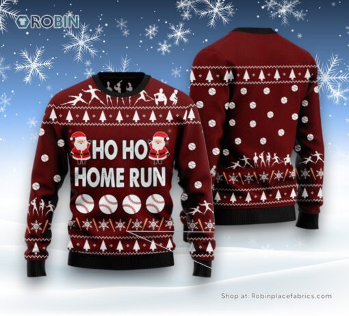 Baseball Hoho Home Run Ugly Christmas Sweater