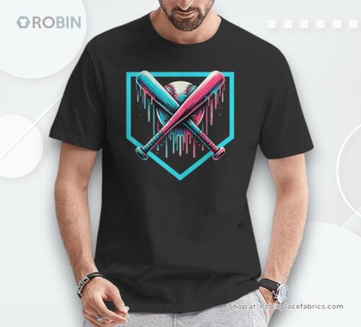 Baseball Home Plate Drip Boys Baseball Bat Baseball Drip Shirt