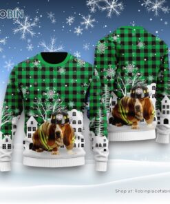 Basset Hound Costume Firefighter In Christmas City Ugly Christmas Sweater, Christmas Gift For Dog Love